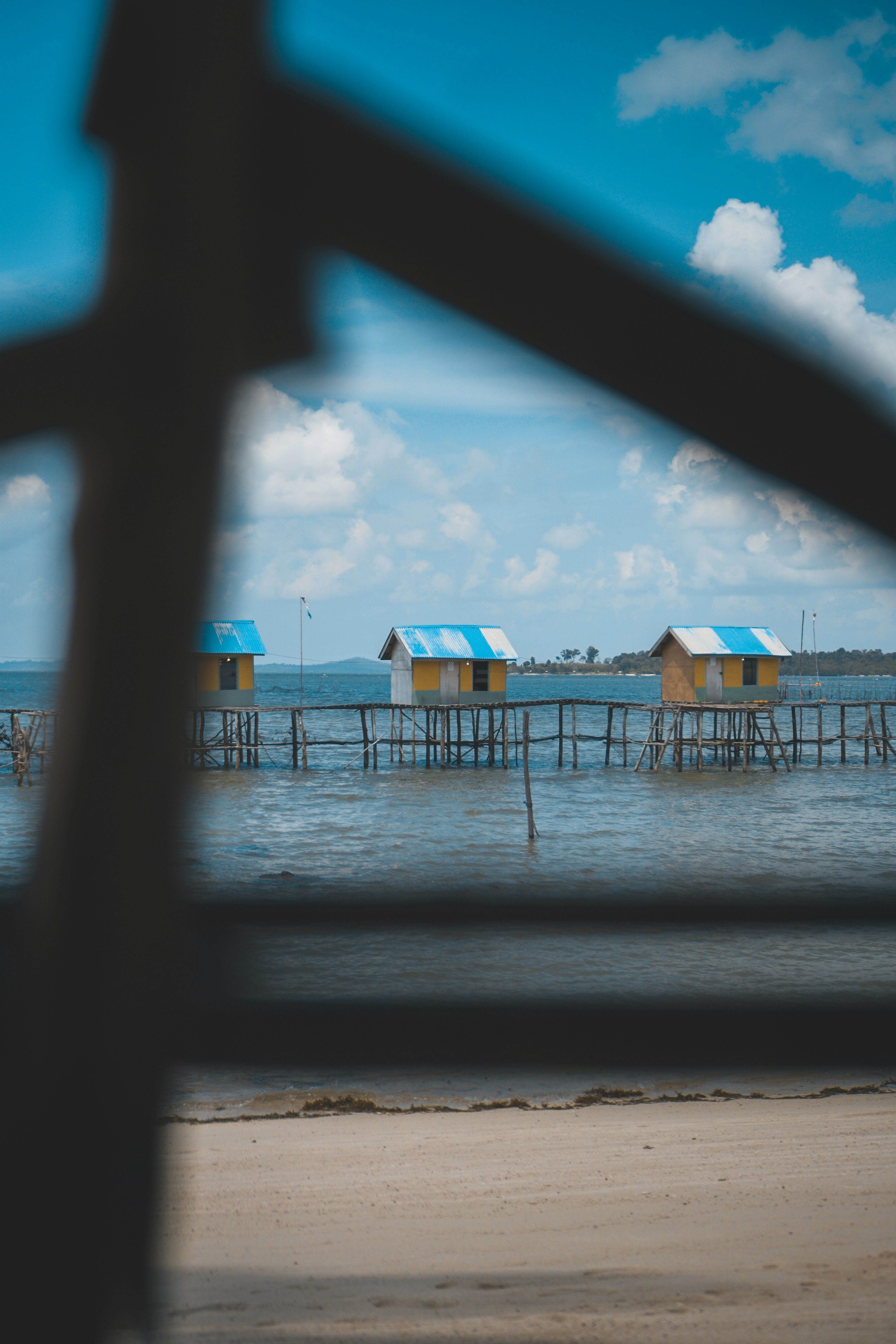 yellow and white sheds